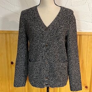 A.P.C. Rue Madame Paris Black & White Wool Cardigan Sz-S